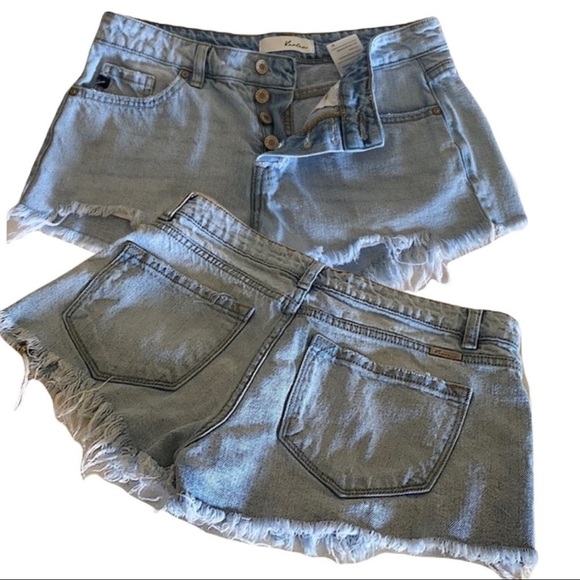KanCan Cutoff Denim Jean Shorts High Waisted (4) Button Fly Fringe Size W 31”x… - Picture 8 of 9